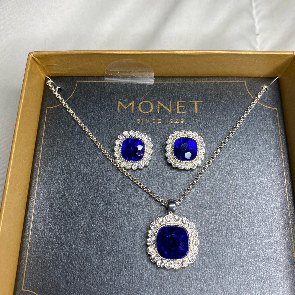 Monet Royal Blue Necklace & Earring Set